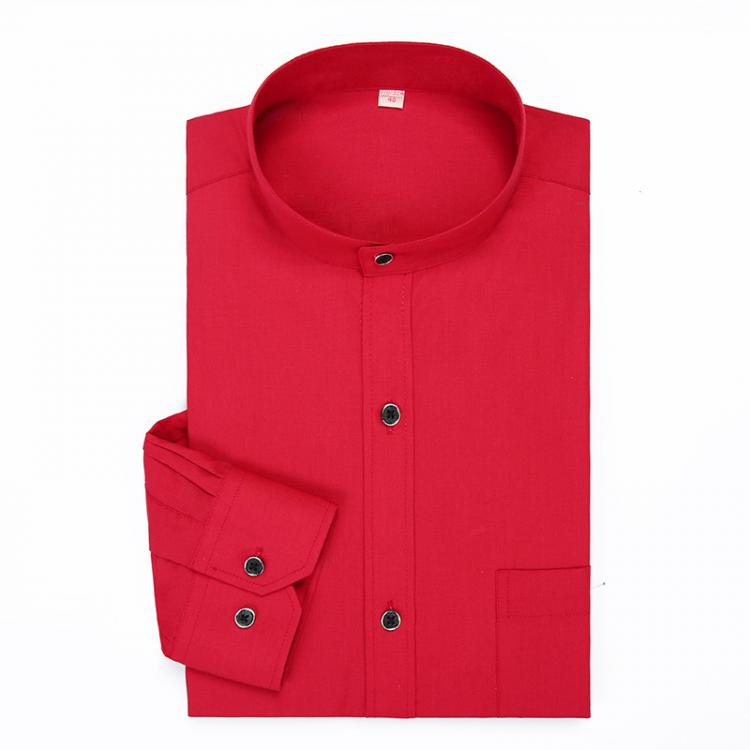 all in one place בגדי גברים Mandarin Collar Men's Shirt Long-sleeved Designer Shirt Chinese Style Stand Collar Dress Business White Red Tops Camisas Homb