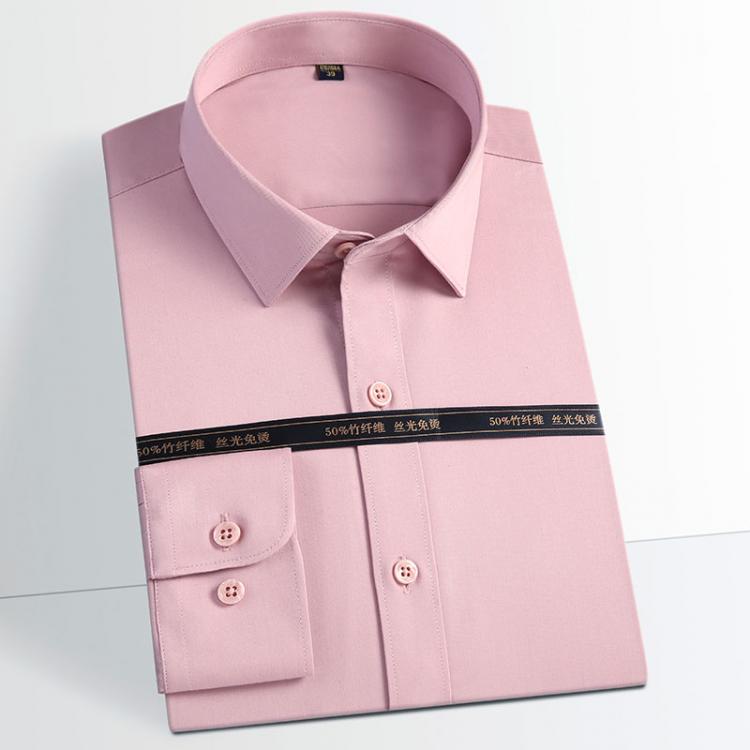 all in one place בגדי גברים Men's Comfortable - Soft & Smooth Bamboo-fiber Shirts Pocket-less Design Business Long Sleeve Standard-fit Non-iron Dress
