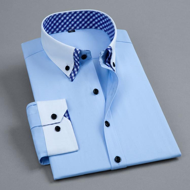 all in one place בגדי גברים Long Sleeve Men&#x27;s Formal Dress Shirt Easy-care New Fashion Double Collar Solid Color Business Office Work Smart Casual Shirt