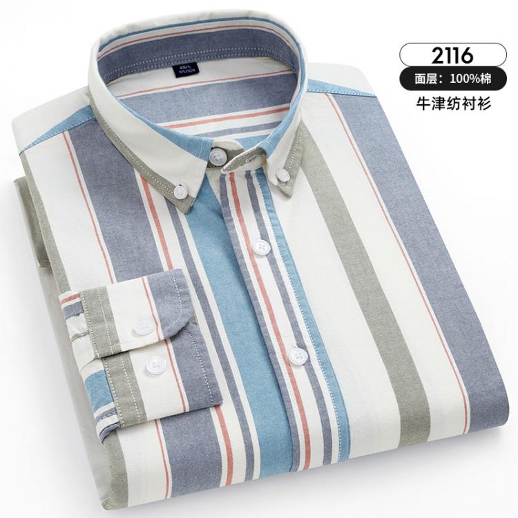 all in one place בגדי גברים Pure Cotton Oxford Striped Plaid Shirt New Arrival Business Casual Easy To Take Care Longsleeve Shirt for Men Button Up Shirt