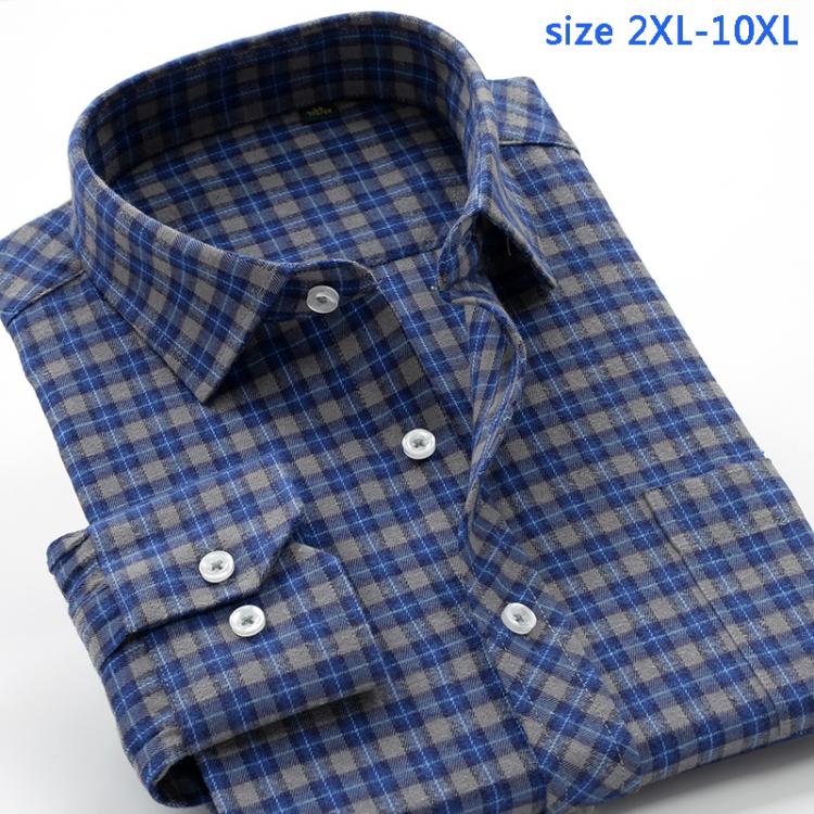 all in one place בגדי גברים new arrival Plaid fashion spring autumn high qulatiy men's super large obese 10XL long-sleeve shirt plus size XXL -7XL8XL9XL1