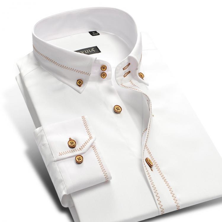 all in one place בגדי גברים Luxury 100% Cotton Men‘s’ Dress Shirt White Long Sleeve Formal Fashion Business High Quality Work Social Smart Casual Shirt