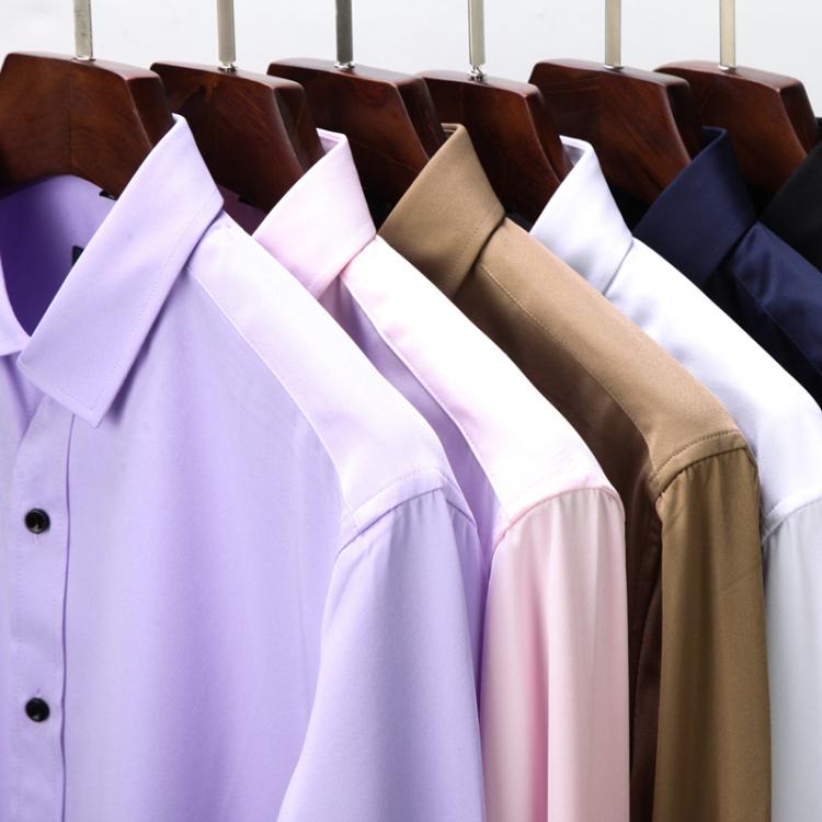 all in one place בגדי גברים Anti-Wrinkle No-Ironing Elasticity Slim Fit Men Dress Casual Long Sleeved Shirt White Black Blue Red Male Social Formal Shirts