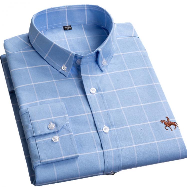 all in one place בגדי גברים Plaid Oxford Dress Shirts Men England Style Pure Cotton Pocketless Casual Social Camisa Soft Fit Checkered Man Blouse Big5XL 6XL