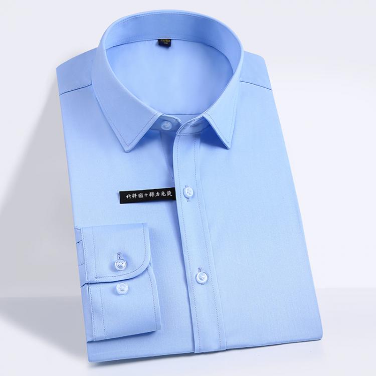 all in one place בגדי גברים Men's Easy Care Solid Bamboo Fiber Dress Shirts Comfortable Soft Long Sleeve Elastic Non Iron Male Regular-fit Formal Tops Sh