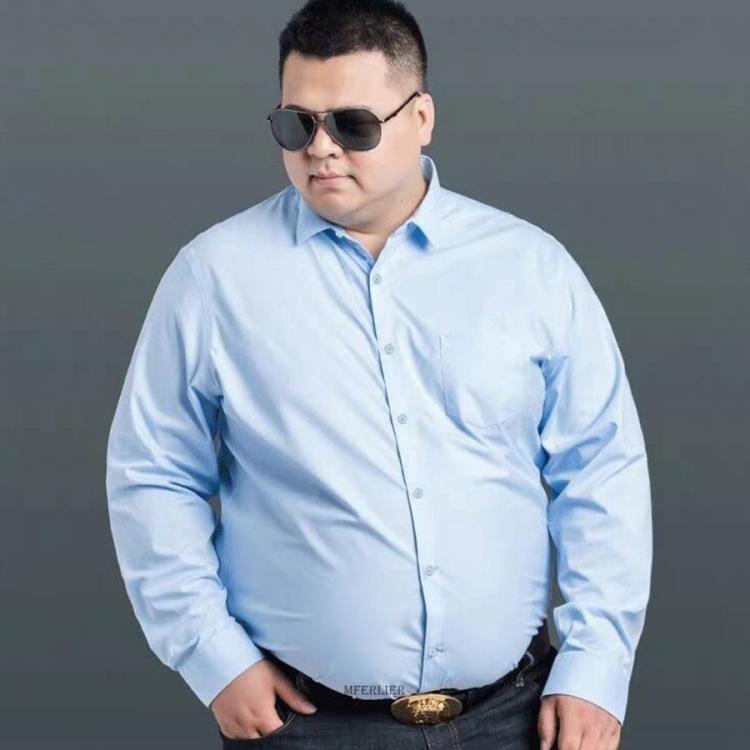 all in one place בגדי גברים Big Size 14XL 165KG Long Sleeve Men Shirt Autumn Solid Blue White Pink Black Large Size Mens Turn Down Neck Dress Shirts