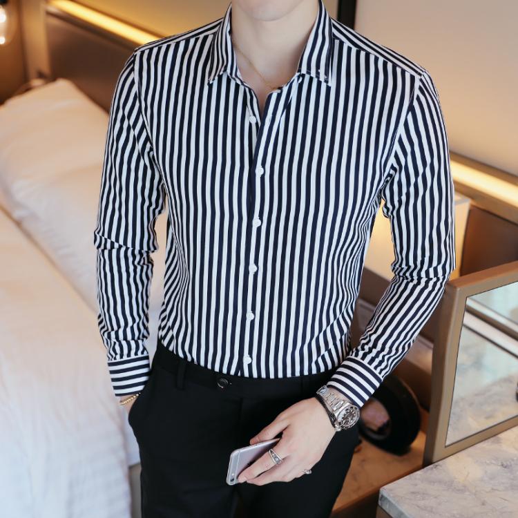 all in one place בגדי גברים Cheap Business Men Shirt Brand Fashion 2021 Long Sleeve Shirt Men All Match Slim Fit Striped Shirts Men Formal Wear Blouse Homme