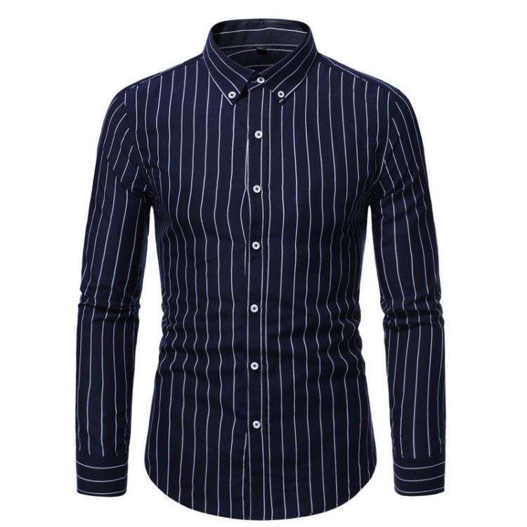 all in one place בגדי גברים Men's Plus Size Striped Shirt Business Casual Long Sleeved Shirt Classic Striped Male Social Dress Shirts 4XL