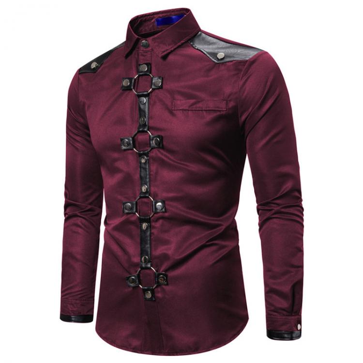 all in one place בגדי גברים Camisa Manga Longa Masculina Dress Shirt Men Dark Master European Men's Gothic Rivet Long Sleeve Shirt Ropa De Hombre 2020