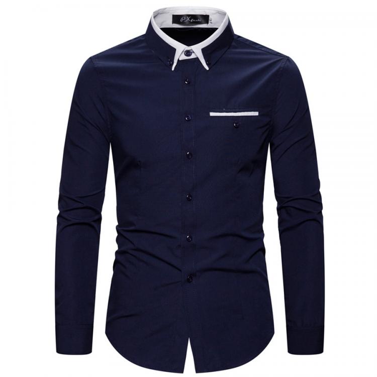 all in one place בגדי גברים 2021 New Fashion Cotton Long Sleeve Shirt Solid Slim Fit Male Social Casual Business White Black Dress Shirt 5XL