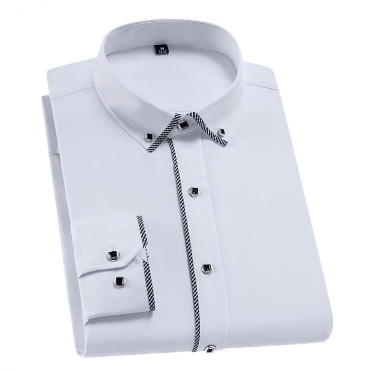 all in one place בגדי גברים Men Fashion Shirts 2020 Long Sleeve Patchwork White Smart Casual Workwear Regular Fit Male Formal Office Dress Shirts  Camisas