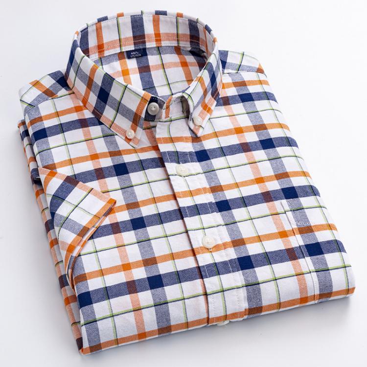 all in one place בגדי גברים Summer 100% Cotton Mens Shirts Short Sleeve Oxford Solid Simple Comfortable Fashion Shirt  Mens Dress Shirts Slim Fit Shirt Men