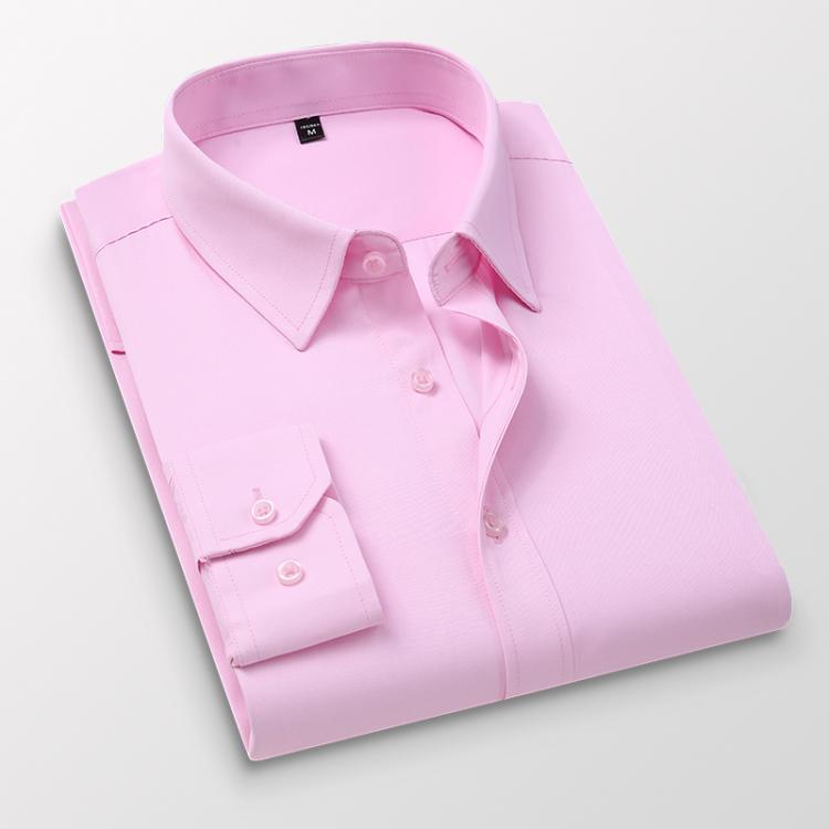 all in one place בגדי גברים TFETTERS Pink Shirt Men Spring Autumn Mens Long Sleeve Business Shirt  Polyester Slim Fit  Formal Dress Shirts for Men Clothing