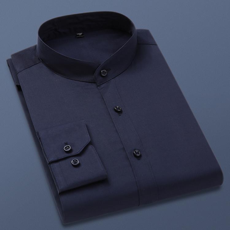 all in one place בגדי גברים BROWON Brand Autumn Long Sleeve Formal Men Shirt 100% Cotton Shirt Stand Collar Slim Fit Business Work Shirt Men Oversized 5XL