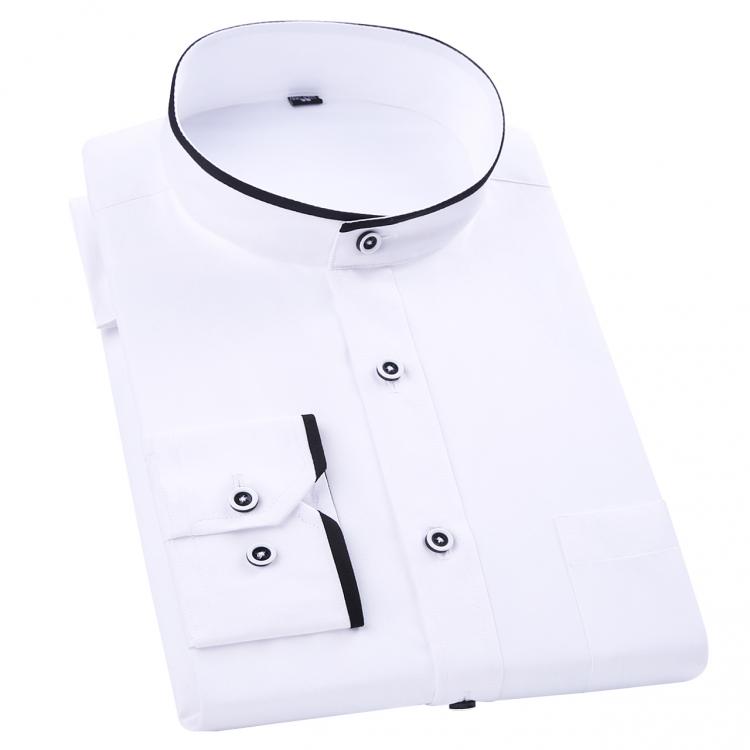 all in one place בגדי גברים New Fashion Stand Collar Long Sleeve Slim Fit soft comfortable men dress shirts party wedding male tuxedo shirts