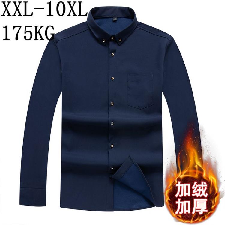 all in one place בגדי גברים 10XL 8XL 7XL 2019 New Winter Formal Dress Shirt Men Long Sleeve Classic Black Work Wear Brand Business Mens Thick Fleece Shirt