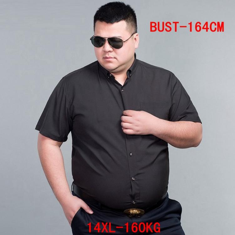 all in one place בגדי גברים Men's Short Sleeve Big Shirt Large Size 10XL 11XL 12XL 13XL 14XL Business Office Comfortable Summer Lapel Black Shirt 8XL 9XL