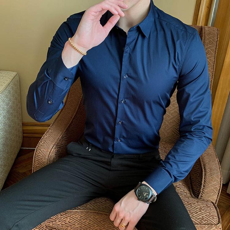 all in one place בגדי גברים 2021 New Fashion Cotton Long Sleeve Shirt Solid Slim Fit Male Social Casual Business White Black Dress Shirts Large size S-8XL