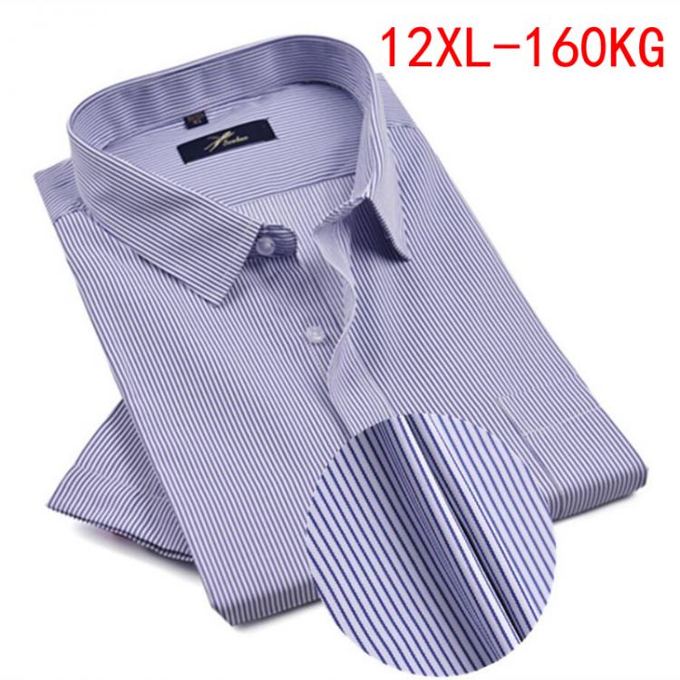 all in one place בגדי גברים Summer Men Striped shirts office Short Sleeve Plus size big shirt formal business man classic Dress Shirts Blue 8XL 10XL 5XL 9XL
