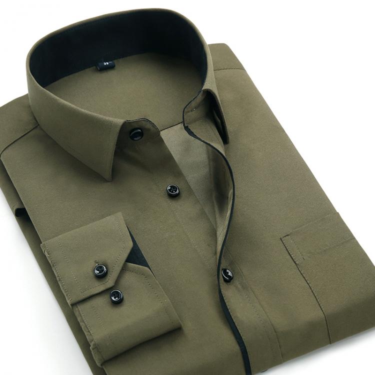 all in one place בגדי גברים Aoliwen 2020 Men's Classic Shirts Black bars long sleeve dress shirt pocket Solid color Wild men Business cassual shirt slim 