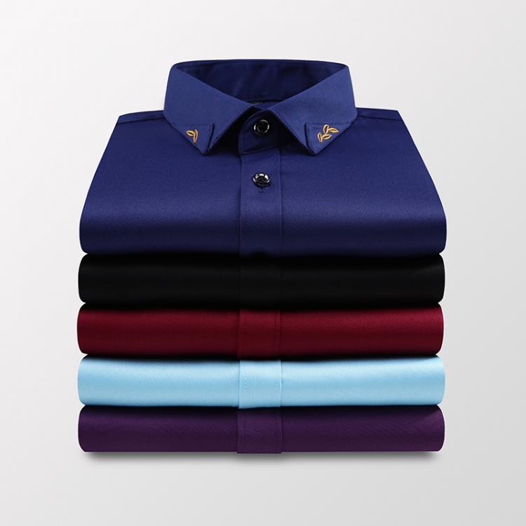 all in one place בגדי גברים BROWON Spring Autumn Silky Fabric Men Shirt 2021 Long Sleeve Dresss Shirt Men Wedding Party Slim Shirt Turn Down Collar Size 5XL
