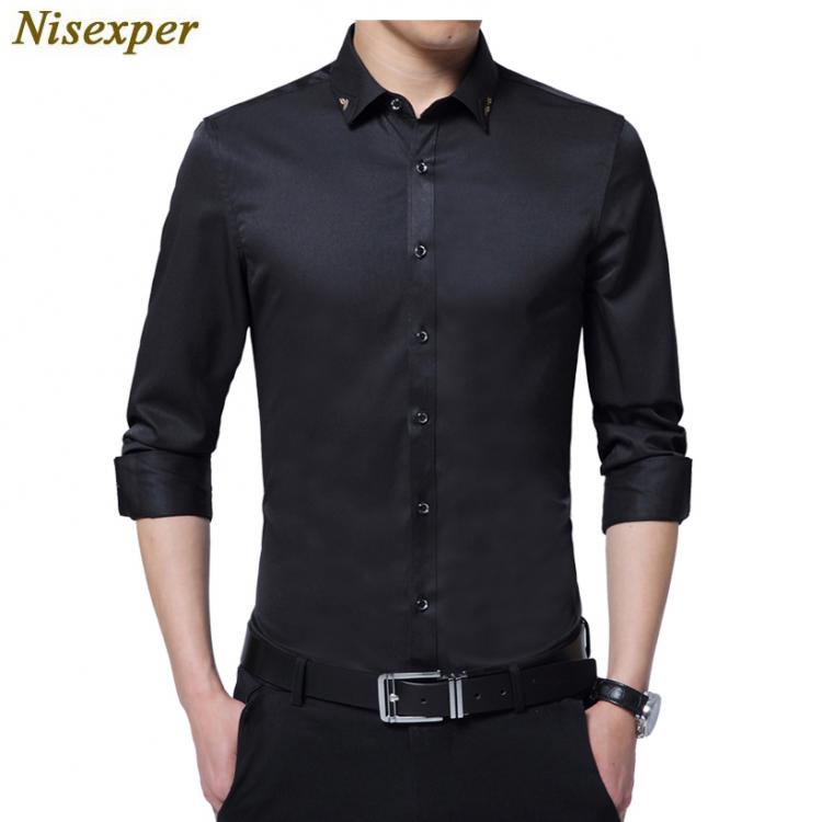 all in one place בגדי גברים 2020 Shirt Men Long Sleeve Autumn New Fashion Designer Good Quality Solid Shirt Slim Fit Business Shirts Formal M-5XL