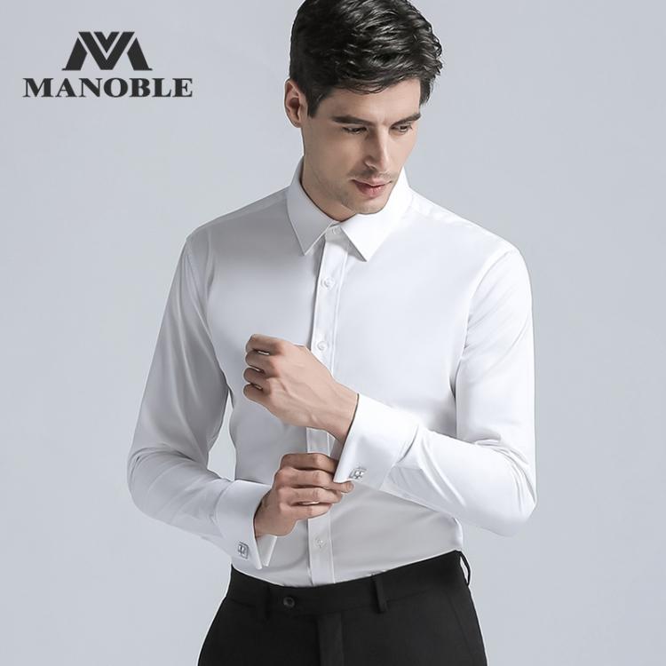 all in one place בגדי גברים High Quality Men's Dress Shirt 2019 Brands New Fashion Regular Fit Shirts Business Long Sleeve with Cufflink Solid Color