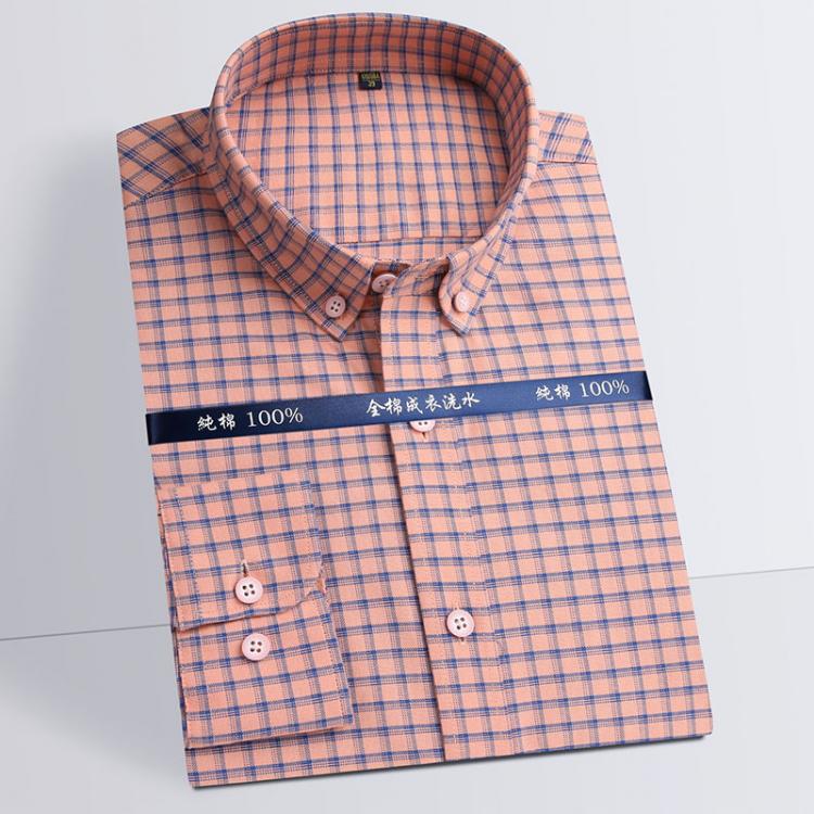 all in one place בגדי גברים Business Men's Plaid Shirts Fashion Long Sleeve Pure Cotton Oxford Solid Man's Casual Shirt for Work Easycare Autumn New