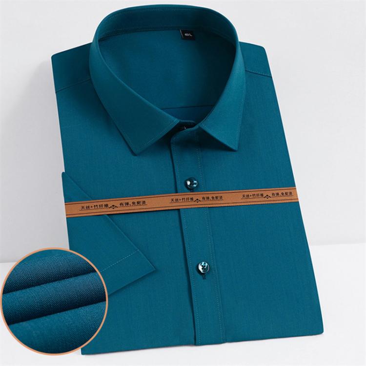 all in one place בגדי גברים Summer Soft Non-Iron Men Shirts Social Short Sleeve Mens Work Shirt without Front Pocket Bamboo Fiber Comfortable Regular Fit