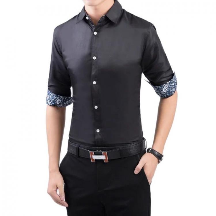 all in one place בגדי גברים The main push in spring 2021!Classic men's floral collar long sleeve shirt short sleeve business casual wear