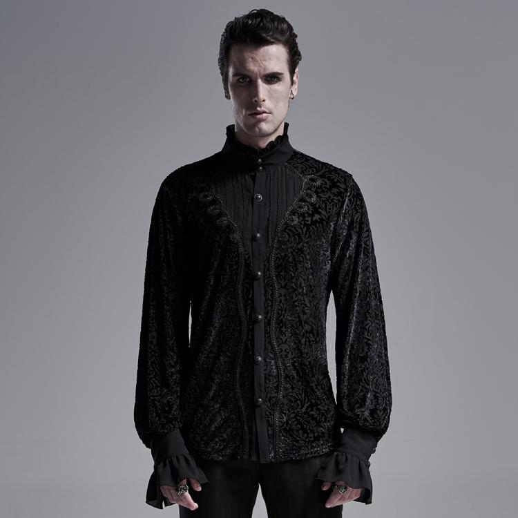 all in one place בגדי גברים PUNKRAVE Men's Gothic Long Sleeve Shirt Palace Gorgeous Jacquard Formal Party Prom Blouses