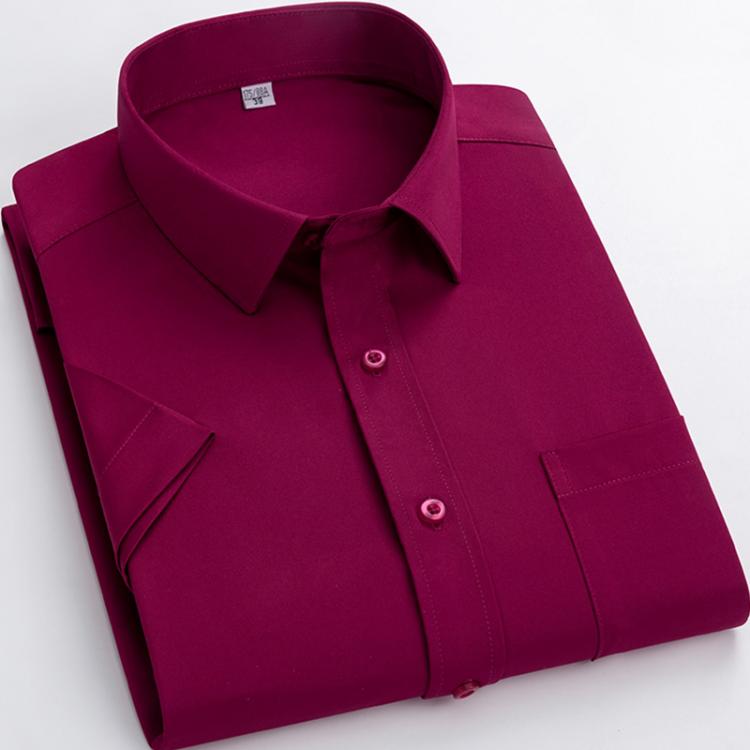 all in one place בגדי גברים Men's Casual Thin Stretch Short Sleeve Dress Shirts Single Patch Pocket Standard-Fit Formal Work Office Solid Basic Male Shir