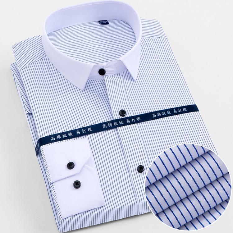 all in one place בגדי גברים New Arrived Mens shirts Brand Long sleeve striped Man Smart Social Dress Shirts White Blue Splice Male Clothing Big Size 4XL