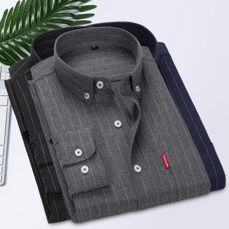 all in one place בגדי גברים Men's Business Striped Long-sleeved Shirt Classic Design Casual Office Social Formal Wear Tie Overalls Quality Boss Dad Shirt