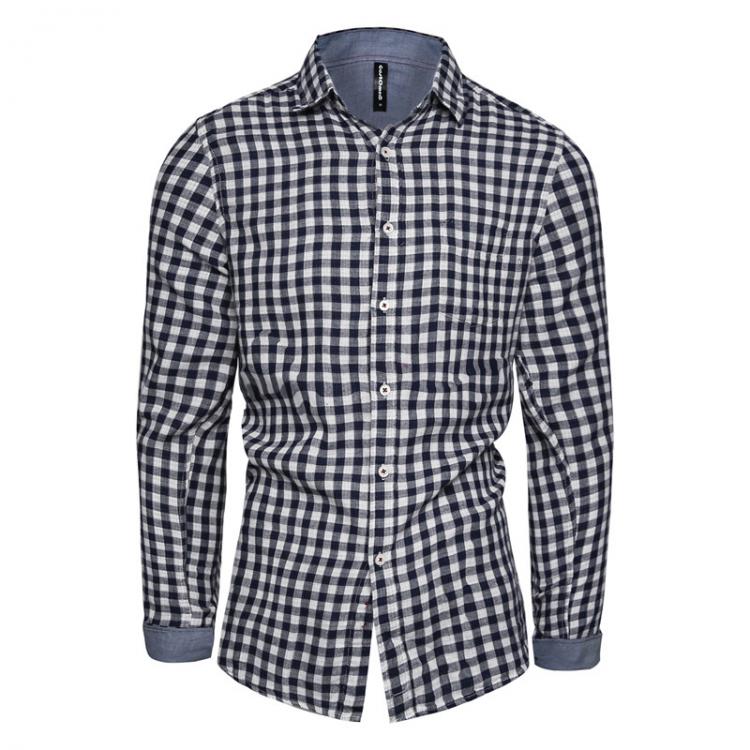 all in one place בגדי גברים 2021 New Spring Male Shirt Casual Plaid Long Sleeve Shirts Men Slim Fit Lapel  High Quality 100% Cotton Fashion Men's Shirt