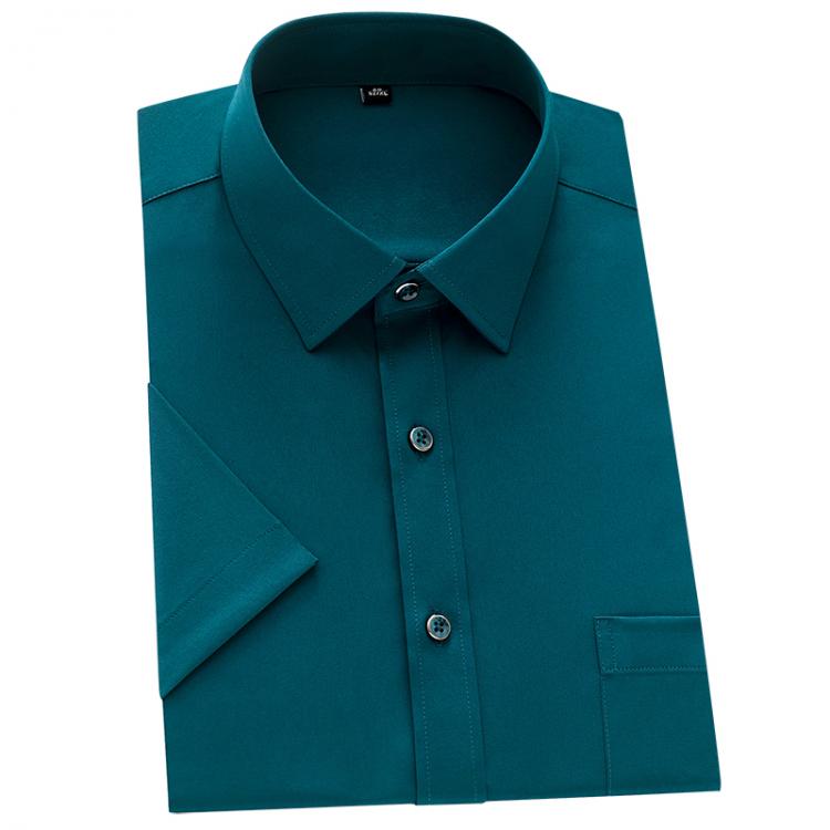 all in one place בגדי גברים Short Sleeve Men's Dress Shirt Strech for Summer Soft Easy Care Iron-Free Social Shirts Mens Business Solid White Ligh Blue P