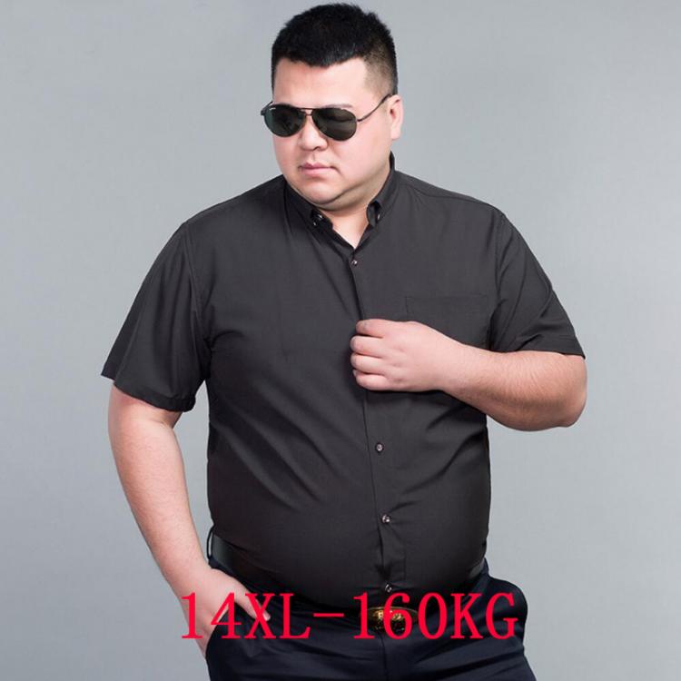 all in one place בגדי גברים Men's Short Sleeve Big Shirt Large Size 10XL 11XL 12XL 13XL 14XL Business Office Comfortable Summer Lapel White Shirt 8XL 9XL