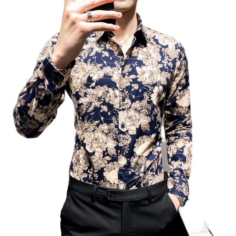 all in one place בגדי גברים Men Slim Fit Flower Shirts Formal Wear Dress Shirts High Quality Men 95% Cotton Long-sleeved Shirts New Spring Autumn Size 5XL