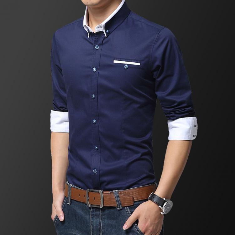 all in one place בגדי גברים Autumn Men's Business White Long Sleeve Shirt Classic Casual Professional Workwear Top Shirt Business Talk Work Clothes 5XL