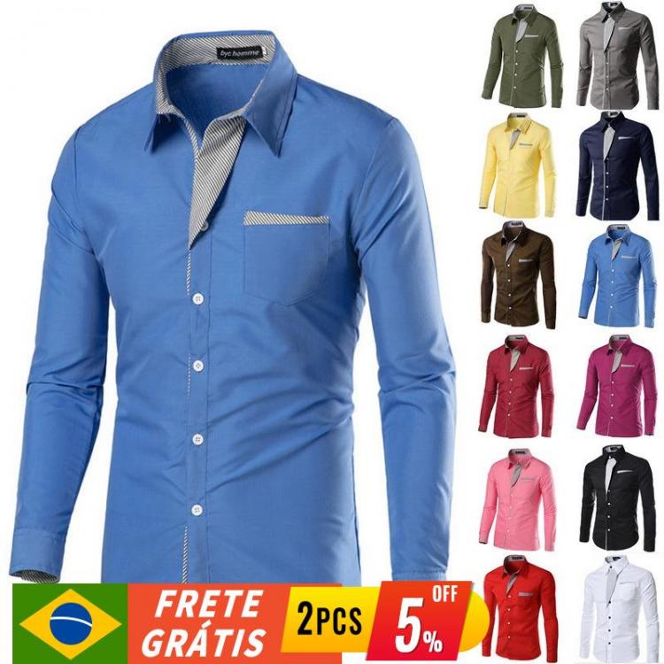 all in one place בגדי גברים 2021 Hot Sale New Fashion Camisa Masculina Long Sleeve Shirt Men Slim fit Design Formal Casual Brand Male Dress Shirt Size L-4XL