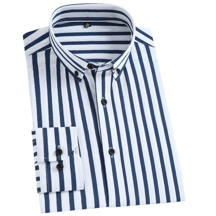 all in one place בגדי גברים Long Sleeve Men's Striped Shirts Stretch Fabric well Fit Male dress Shirts Elastic Comfortable 2020 Pocketless casual Quality