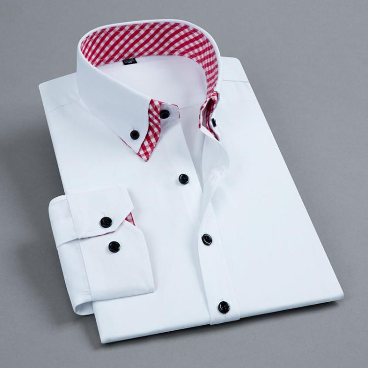 all in one place בגדי גברים Top Quality Mens Dress Shirt Non Iron Fashion Double layer Long Sleeve Business Formal Regular Fit Office Camisa Social Shirts