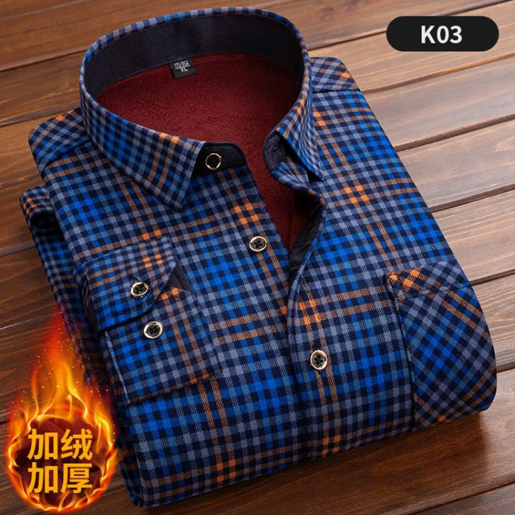 all in one place בגדי גברים Business shirts Fashion Men Slim Shirts Autumn And Winter Thickening Warm Plaid Male Social Shirt Clothing Size L-5XL large size