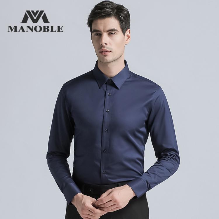 all in one place בגדי גברים High Quality Men's Dress Shirt 2019 Brands New Fashion Regular Fit Shirts Business Long Sleeve with Cufflink Solid Color