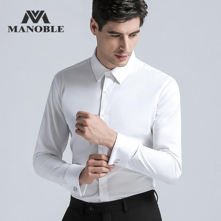 all in one place בגדי גברים Men's Dress Shirt 2021 Brands New Fashion Regular Fit Cufflink Shirts Business Long Sleeve Business Suits Shirts Solid Color