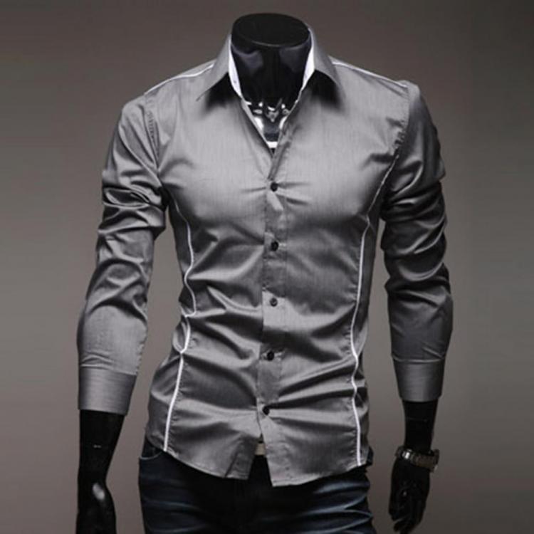 all in one place בגדי גברים Men Autumn Shirt 2021  Single-breasted Business Formal Slim Autumn Shirt Quick Dry Spring Shirt for Work