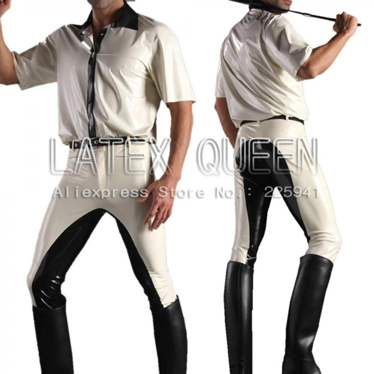 all in one place בגדי גברים Latex shirt + trousers for man sets