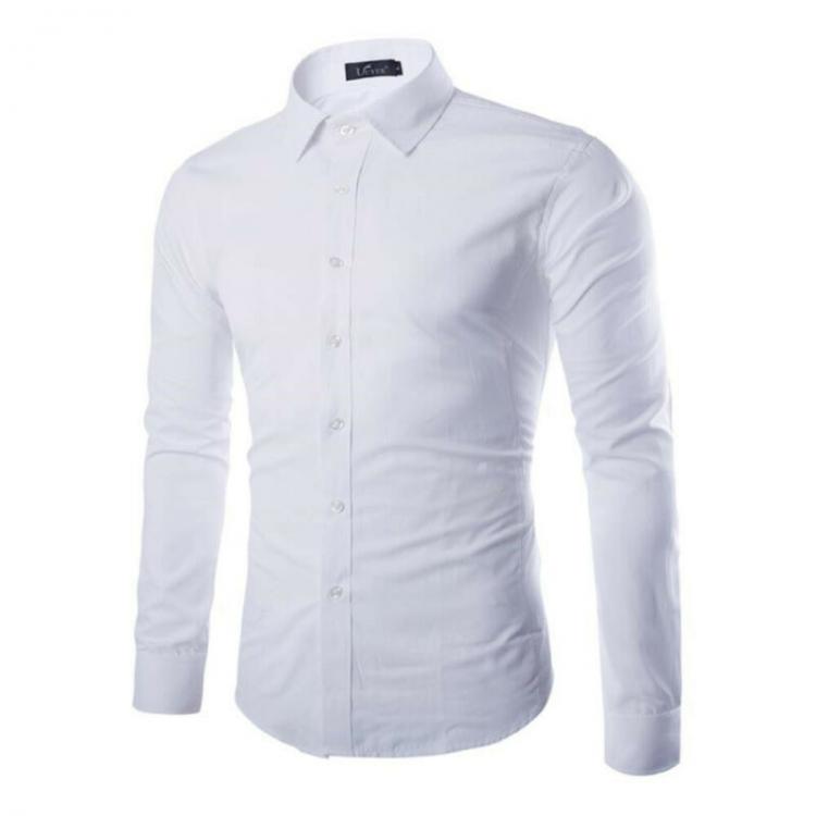 all in one place בגדי גברים Mens Business Shirts Plain Button Up Long Sleeve Shirts Casual Tops Fashion Formal New Clothing Single Breasted Solid Color