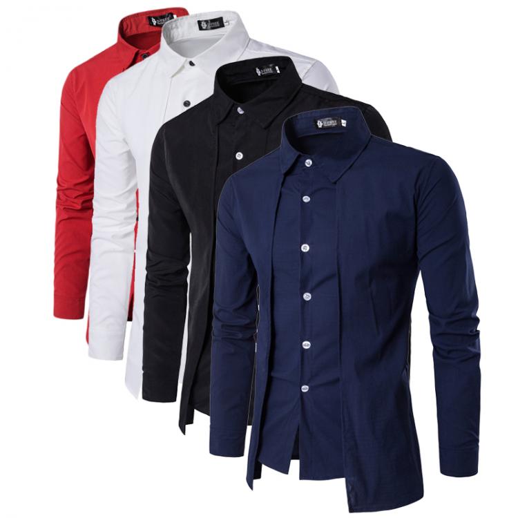 all in one place בגדי גברים Formal Casual Long Sleeve Men Shirts 2021 Fake Two Piece Tuxedo Shirts for Men