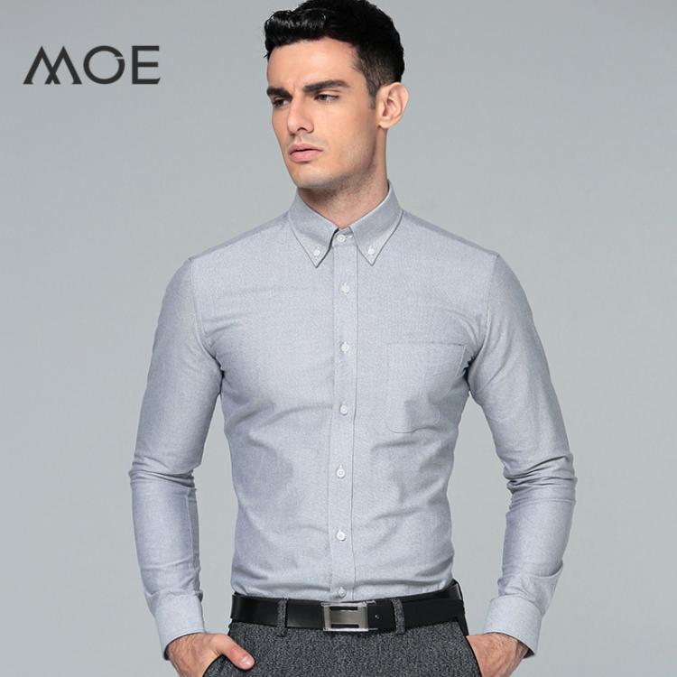 all in one place בגדי גברים Men's Dress Shirt 2019 Brands New Fashion Regular Fit Oxford Textile Shirts Business Long Sleeve with Cufflink Collar Button